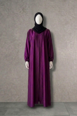 AZ-203-  Mocha Purple Silk Abaya
