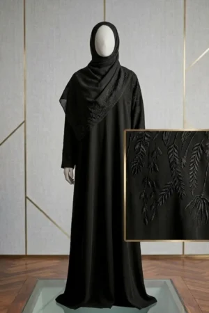 AZ 212-Black Ember Embroidery Abaya