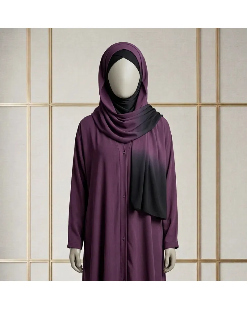 AZ 211-Grace Teal Dark Purple Abaya - Image 2