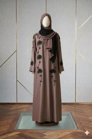 AZ 213- Premium Drak Brown Crystal Work Abaya